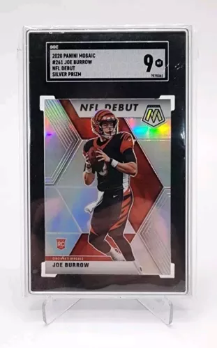 2020 Mosaic Joe Burrow True Silver Prizm Rookie RC NFL Debut SGC 9 - Bengals