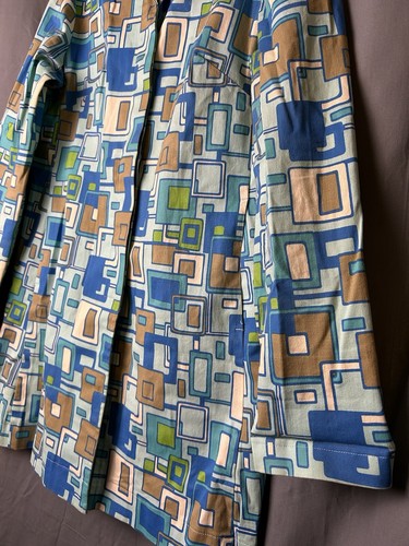 Giacca trench corto ZINC retrò blu verde mod stile anni 60 stampa geo taglia S - Foto 7 di 15