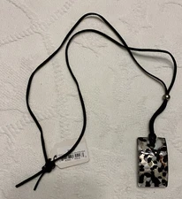 Vetro di Murano Glass Pendant Necklace on Over The Head Satin Cord Made In Italy