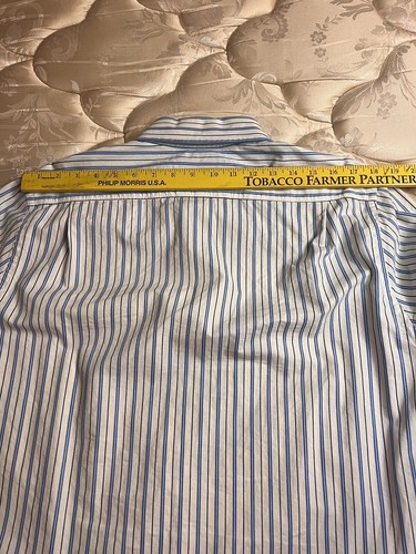 Camisa Hollister Para Hombres Abotonada Manga Larga Cuello Azul Blanco Rayas XL Algodón - Imagen 18 de 24