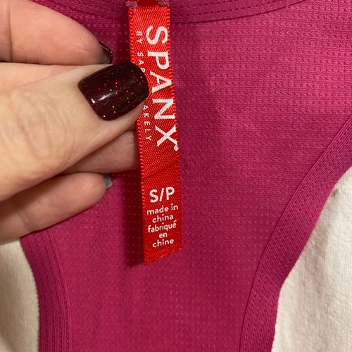SPANX Perforated Racerback Hot Pink Tank Top Size S - Picture 3 of 9