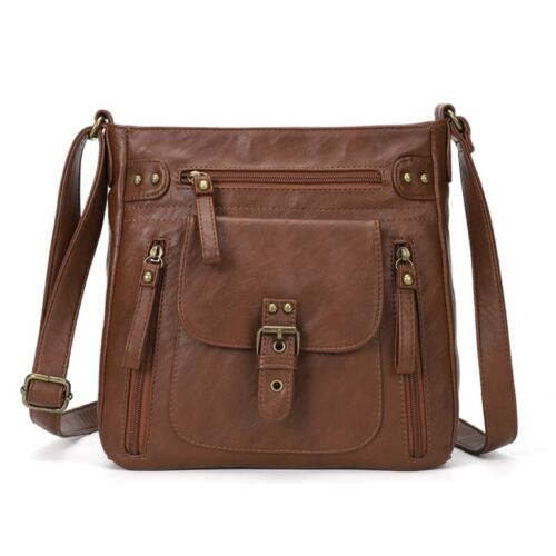 Crossbody Bags for Women,Multi Pocket Crossbody Purses Soft Leather Shoulder Bag