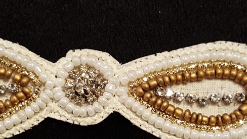 GOLD PERLE BÖHMISCH ROCAILLES HUTBAND TRÄNENAUSSCHNITT STIRNBAND STRASSSTEINE - Bild 6 von 8