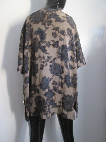 Tunica vintage Jones New York donna taglia 18W 100% seta tortora nera stampa floreale - Foto 6 di 8