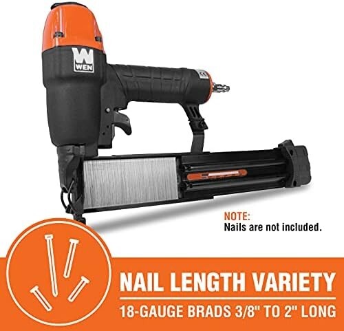 WEN 61721 18-Gauge 3/8-Inch to 2-Inch Pneumatic Brad Nailer Au Free Ship - Picture 7 of 7