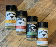 4 Pack Variety Kinder's Roast Chicken ~Garlic Herb~ Steak Blend ~Buttery Burger