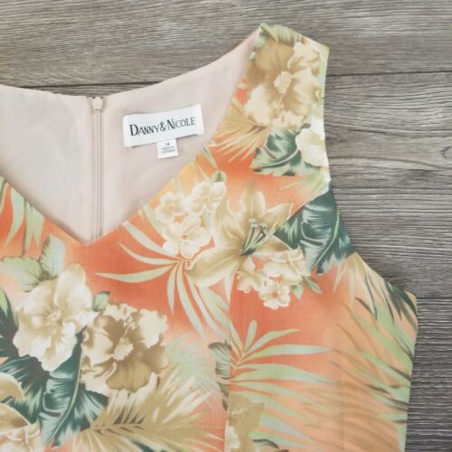 Danny & Nicole Sleeveless Dress Peach Tropical Floral Size 14 - Picture 4 of 14