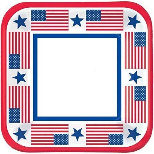 Patriotic Party USA Election July 4th Theme Party 9" Square Paper Dinner Plates - Picture 1 of 1