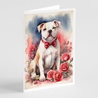 American Bulldog Valentine Roses Cards Envelopes Pack of 8 Dac4337Gca7P