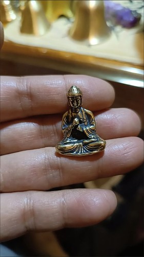 Rulaifo Bonze Mini Taschen Buddha Statue massiv Messing Bonsai Steingarten Tischdeko - Bild 10 von 22