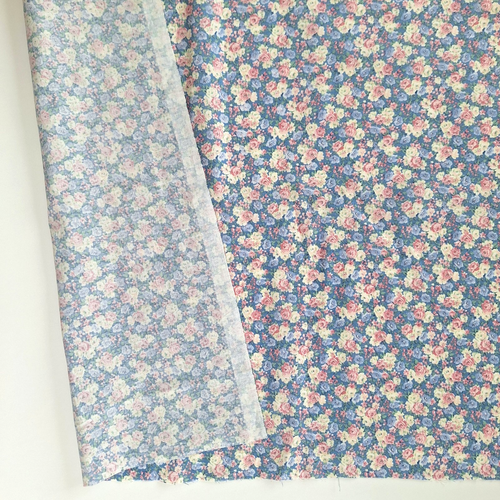 Peter Pan Floral Mini Print Roses on Blue Quilting Cotton Fabric 24"Lx44 Cottage - Picture 9 of 11
