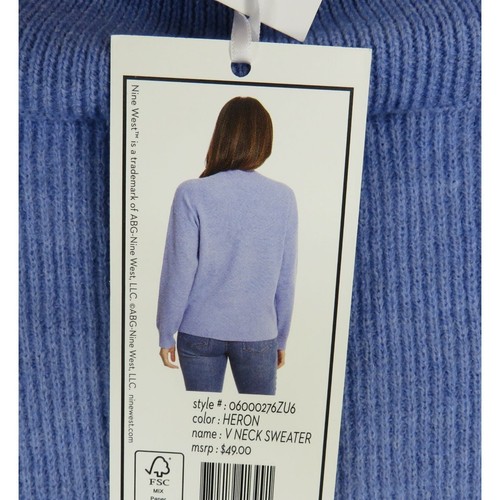 Nine West Women's V-Neck Ribbed Heron Blue Sweater XXL NWT $49 - Bild 4 von 6