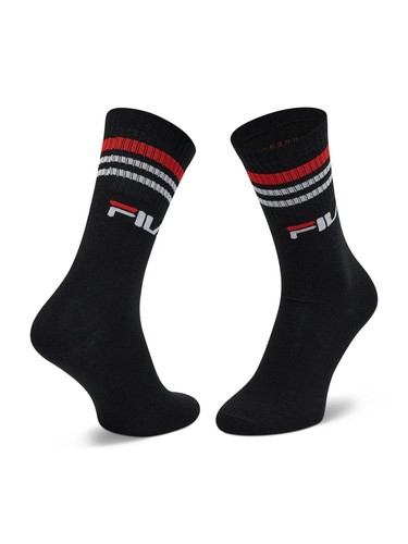 SET 3-6 PAIA CALZE LUNGHE FILA ART.F9090 COTONE UOMO DONNA SPORT BIANCO NERO - Foto 3 di 4