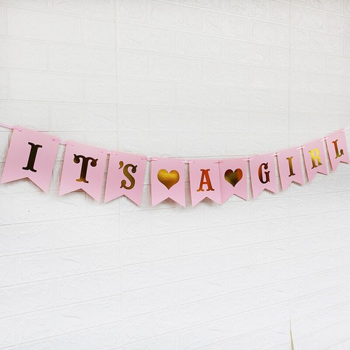 Baby Shower Its A Boy Girl Banner Hanging Garland Pink Decoration Party Bunting* - Picture 3 of 15