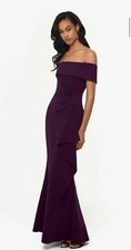 Xscape Hailey Off Shoulder Scuba Gown in Plum. Worn once, perfect condition.
