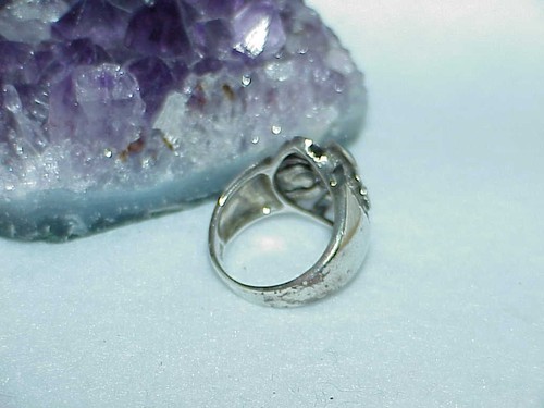 Vintg Sterling Silver Art Deco Revival Chrysophrase Marcasite Ring Sz 8 7.6gr - Picture 2 of 4