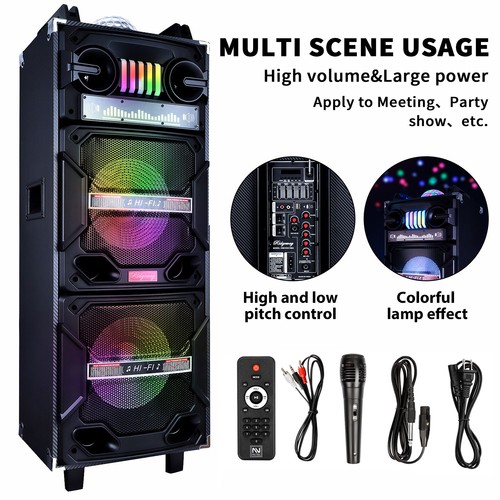 9000W Dual 10" Bluetooth Speaker Subwoofer Heavy Bass Sound System Party DJ Mic - Picture 7 of 25