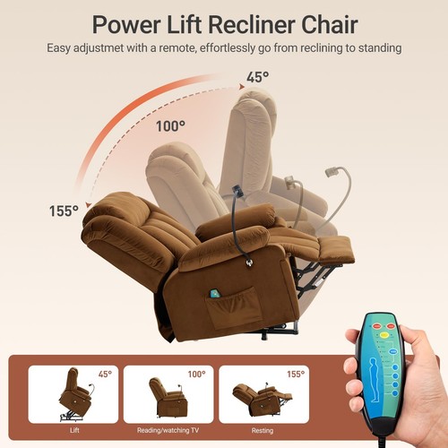 Large Power Lift Recliner w/ Massage and Heat,Hidden Storage Compartments - Picture 14 of 21