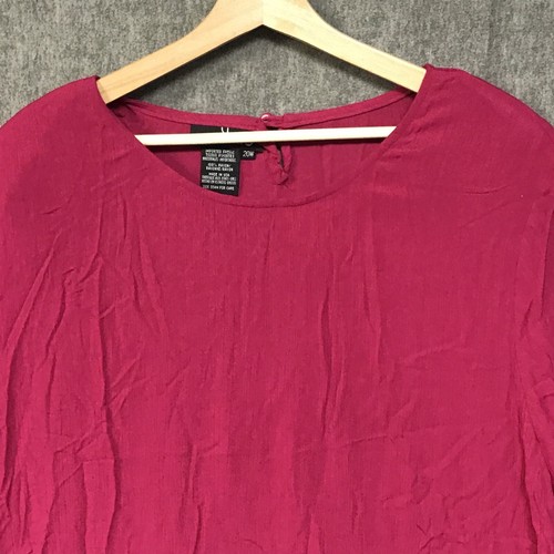 Carole Little Shirt Womens 20W Pink Blouse Top Tunic Ladies Plus Short Sleeve - Picture 2 of 14