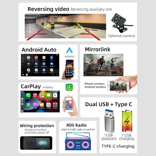Reproductor de MP5 inalámbrico para automóvil de 4,7" 1 din Android reproductor estéreo multimedia automático - Imagen 5 de 23