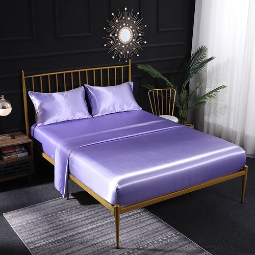 Satin Silk Bed Sheet Set Luxury Super Soft Deep Pocket Bed Sheets 3/4 Piece - Picture 18 of 21