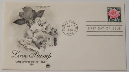 FDC 2378 Pasadena California July 4 1988 pink rose first day cover - Picture 1 of 2