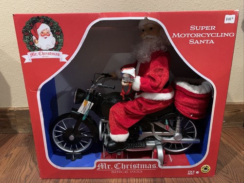 Mr. Christmas Motorradfahren musikalisch animierter Plüsch-Weihnachtsmann 20 Zoll beleuchtet neu im Karton - Bild 1 von 7