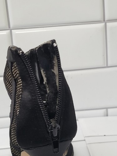 Caparros Ladies Black Satin Fabric Open Toe Shimmering Bootie Heel Rear Zip 4in - Picture 14 of 15
