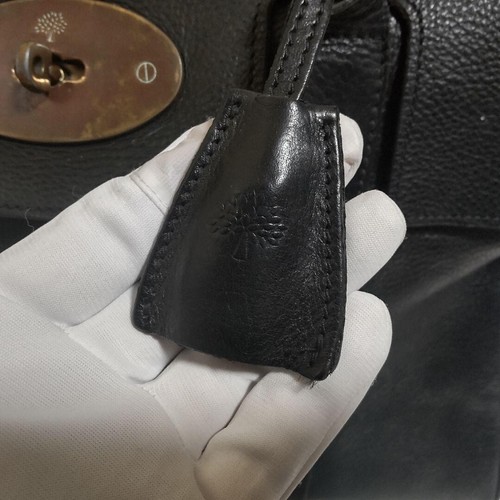 Mulberry Bayswater Leather Flap Shoulder Bag Black Gold Used - Picture 4 of 13