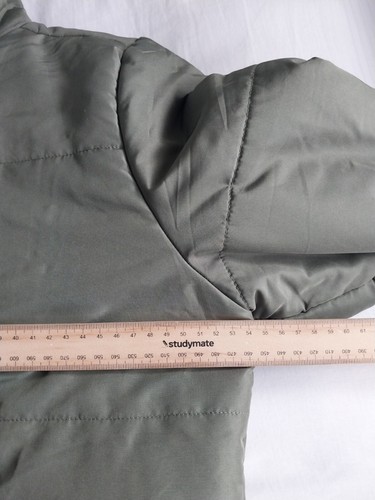MIX Womens Khaki Olive Green Long Sleeve Puffer Jacket Pockets Mid Length Size M - Picture 13 of 22