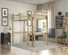 3FT Single High Sleeper Solid Pine HEAVY DUTY Loft Bunk Bed (EB26)