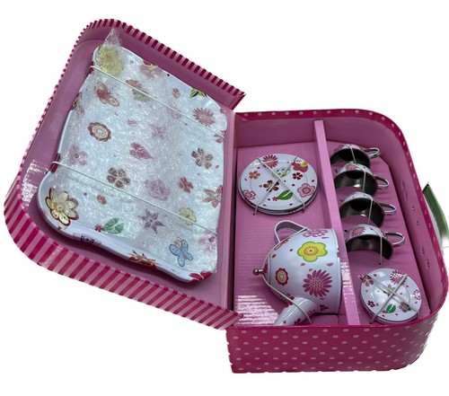 15 tlg. Teeservice im Koffer ,Zinn ,Puppengeschirr, Kinderküche, Teekanne - Bild 2 von 2
