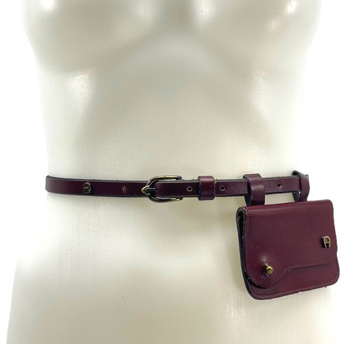 Vintage 70er ETIENNE AIGER Leder Messing Nieten Gürtel Kartenetui Gürteltasche OXBLOOD - Bild 19 von 22