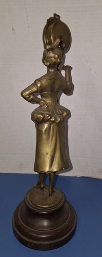 German Style Brass Barmaid Figure Mystery Swinger Clock (Junghans Type) Working - Picture 8 of 17