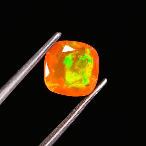 Natural Orange Ethiopian Opal 1.50 Ct Faceted Cushion Loose Gemstone 8X5 MM - Picture 1 of 3