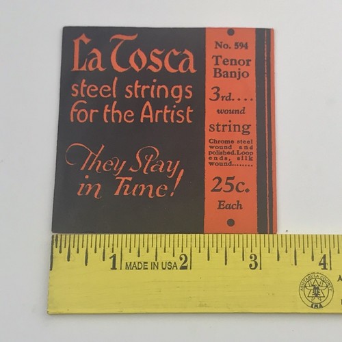 La Tosca Banjo 3rd String 594 Antique In Package Tenor Chrome Steel Silk Wound - Picture 2 of 3