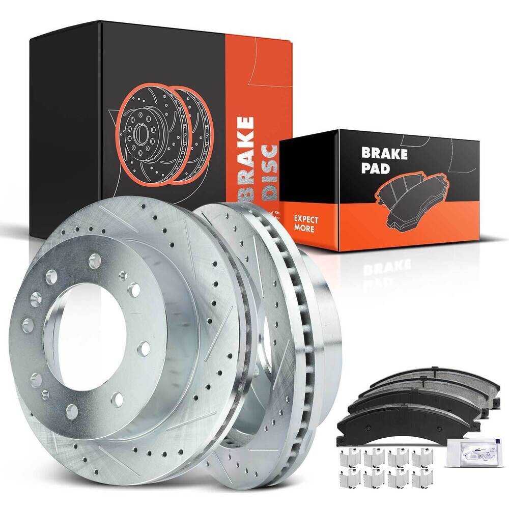 Front Drilled Brake Rotors & Ceramic Pads for Chevy Silverado 2500 HD