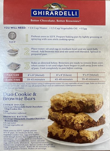 Ghirardelli PREMIUM Doble Chocolate Chips BROWNIE Mezcla Caja 18 OZ - PAQUETE de 6 - Imagen 4 de 4