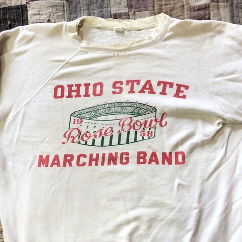 Vintage 50’s 1958 Ohio State Rose Bowl Marching Band White Cotton Sweatshirt - Picture 3 of 17