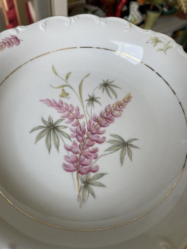 Insalatiera Carl Schumann Baviera fiori rosa e oro 8" zuppiera smerlata vintage Cina - Foto 2 di 7