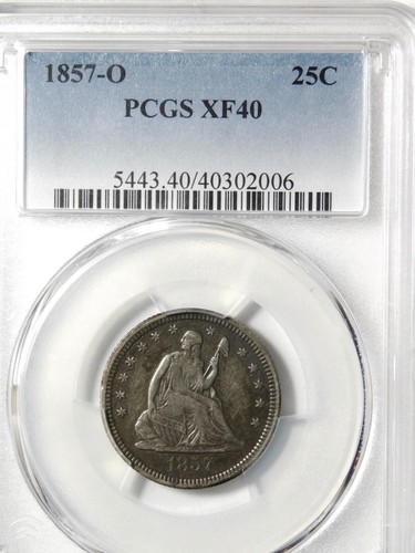 ❤️🇺🇸🇺🇸🇺🇸😍PCGS XF40 1857 O SEATED LIBERTY QUARTER - Picture 3 of 3