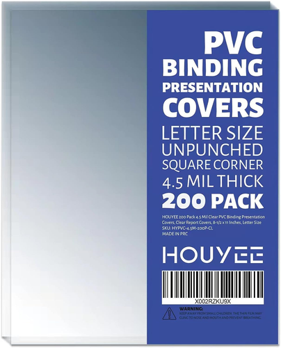 200er-Pack 4,5 Mil PVC Bindung Präsentation Abdeckungen klare Bericht Abdeckungen 8,5X11 Zoll - Bild 12 von 12