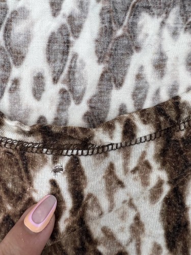 Womens Cynthis Rowley Shirt Size 1X Brown Animal Print Short Sleeve  - Picture 4 of 12