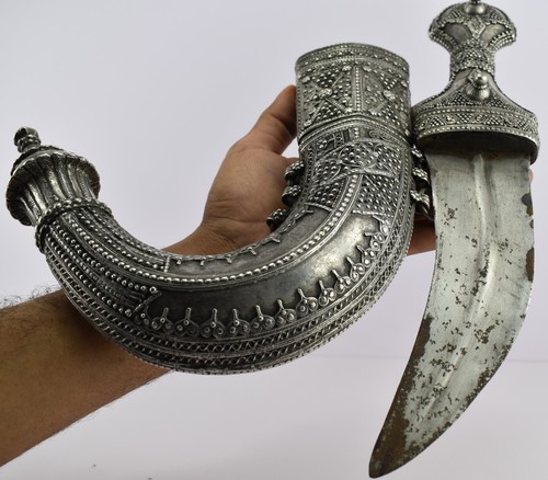 Rare Antique Yemeni Saudi Omani Khanjar Dagger Jambiya Silver - Picture 10 of 12