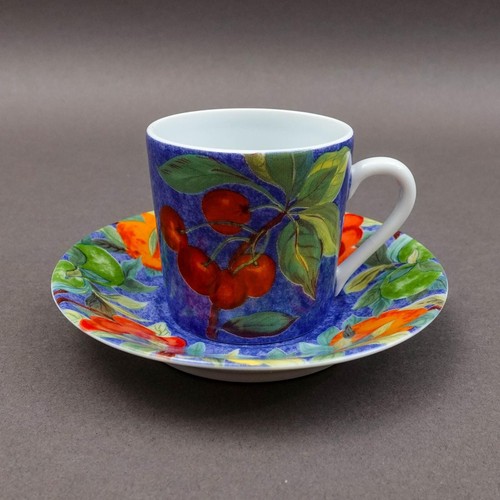 Laure Japy Paris Limoges Jardin Bleu Fruit Demitasse Cup & Saucer Set Of 7 - Picture 4 of 9