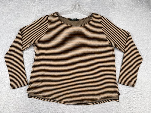 Lauren Ralph Lauren Hemd Erwachsene Extra Large Beige Schwarz Streifen Langarm Cotto