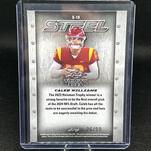 2023 Leaf Trinity - Trinity Steel Caleb Williams #S-19 Blue Lava /99 (RC) - Bild 2 von 2