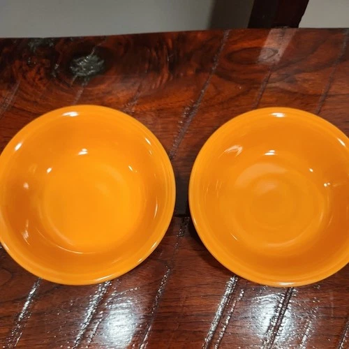 Fiesta Tangerine set of 2 Bowl 5 3/8" Stacking Fruit Berry Dessert EUC