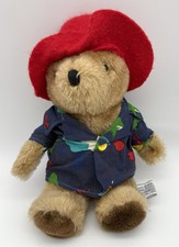 Vintage Eden Paddington Bear in Navy Blue Tropical Hawaiian Shirt 10 Plush 1981