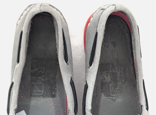 SPERRY Top-Sider Herren 11,5M 2 Eye Bootsschuhe GORE LACELESS Slipper grau mit ROT * - Bild 5 von 9